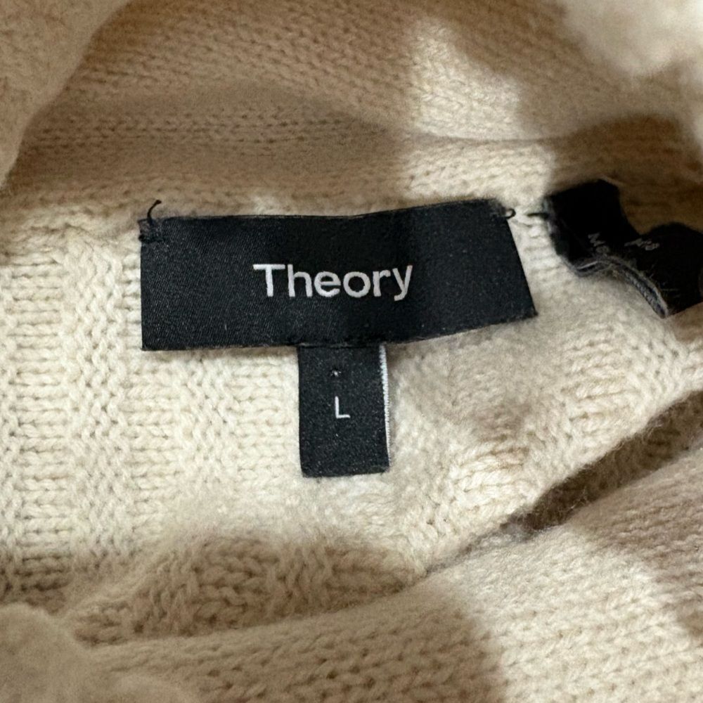 Theory Everly Slit Sweater in Merino Wool & Cashmere Cream Size Large - Picture 9 of 11